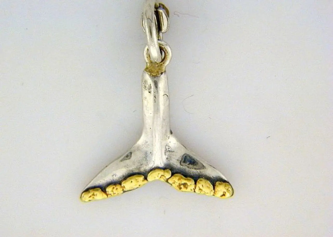 C033 Whale Tail Charm with Nuggets Fishing For Gold