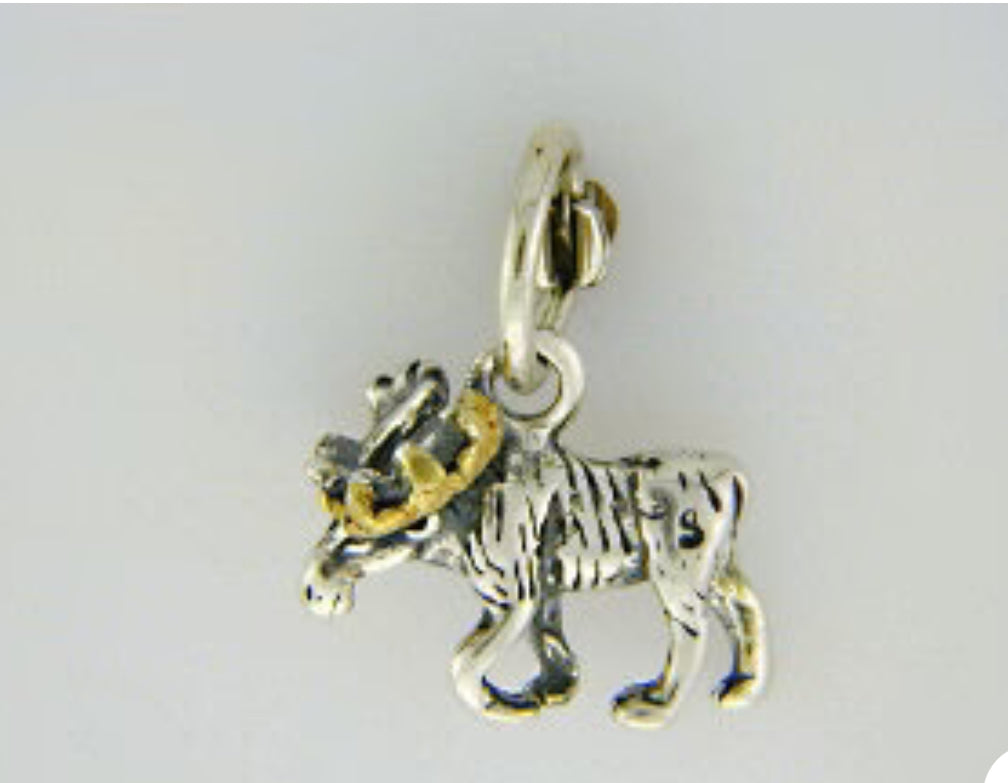 N136 Tiny .925 Moose Pendant with Gold Nuggets