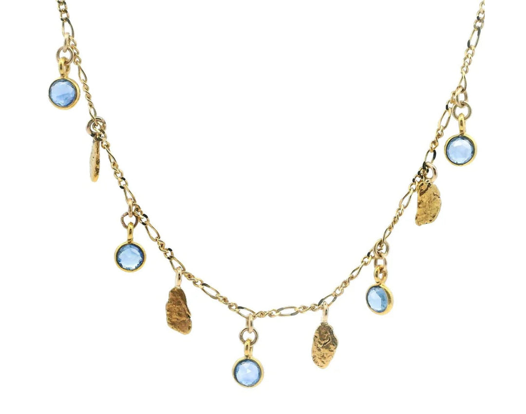 NC25-D5 Baby Blueberry Saphires Necklace Dangle fishingforgold