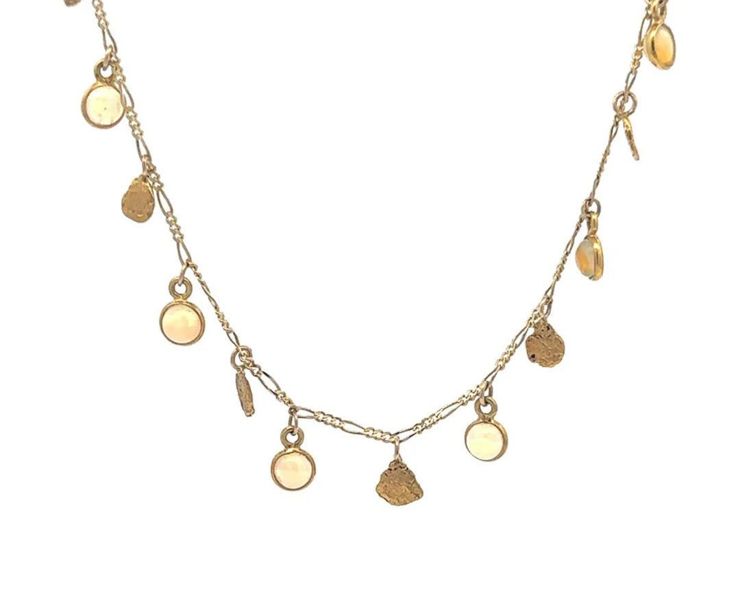 NC29-D7 Ethiopian Opals Dangling with Alaskan Gold Nuggets Necklace fishingforgold