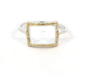 R02232   Silver Square Ring with Alaskan Gold Nuggets