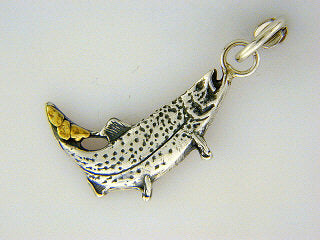 C018 Trout Charm with Nuggets Fishing For Gold