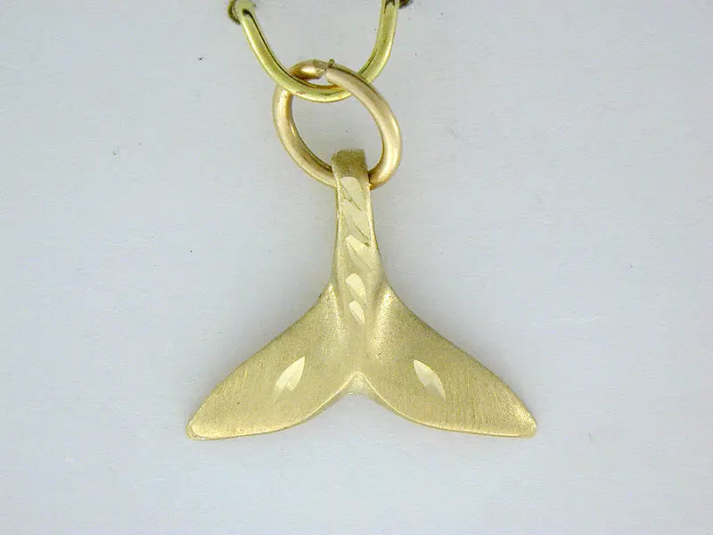 C309 Whale Tail Charm 14kt Fishing For Gold