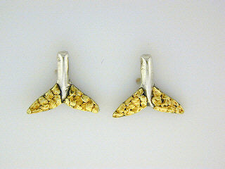 EP032 Whale Tail All Silver Earring Posts Fishing For Gold