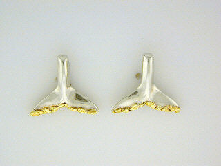 EP033 Whale Tail Silver Earring Posts