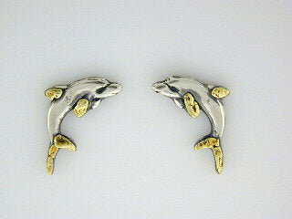 EP058 Dolphin Large Silver Earring Posts Fishing For Gold