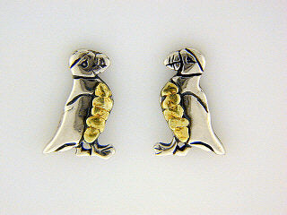 EP060  Puffin Small Silver Earring Posts
