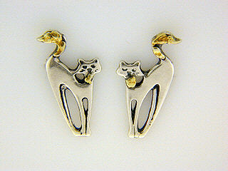EP070 Cat Small Silver Earring Posts