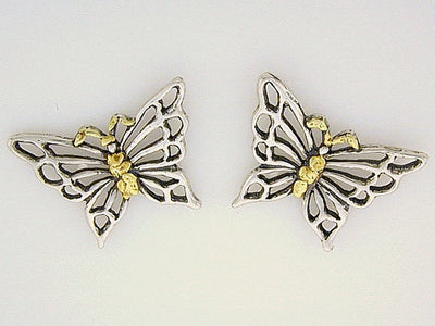 EP080  Butterfly Medium Silver Earring Posts