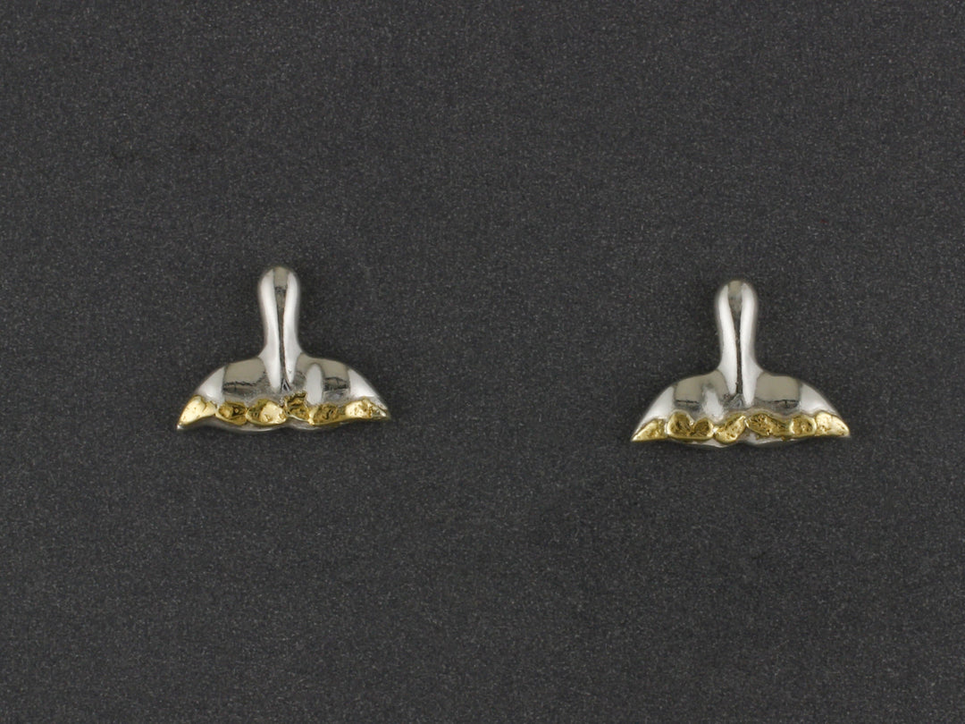 EP101 Silver Tiny Whale Tail Ear Posts w/Nuggets Fishing For Gold