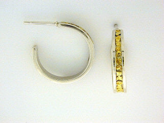 EP400 Silver Channel Hoop with Alaskan Gold Nuggets Fishing For Gold