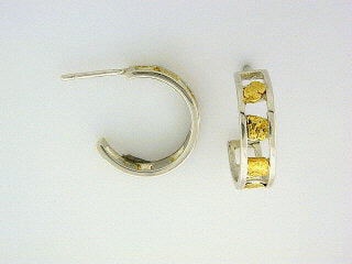 EP403 Medium Pad Silver Hoop with Alaskan Gold Nuggets Fishing For Gold