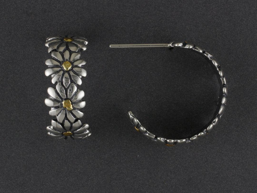 EP412 Silver Hoop Flowers with Alaskan Gold Nuggets Fishing For Gold
