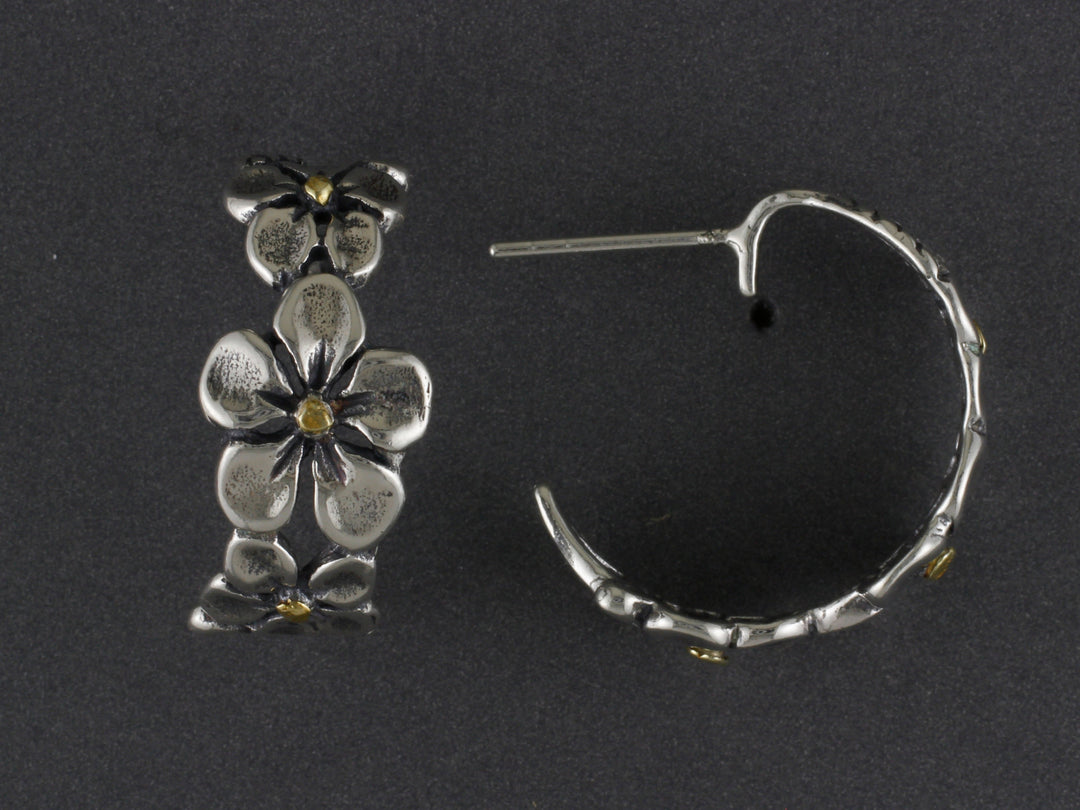 EP421 Silver Hoop Flower with Alaskan Gold Nuggets Fishing For Gold