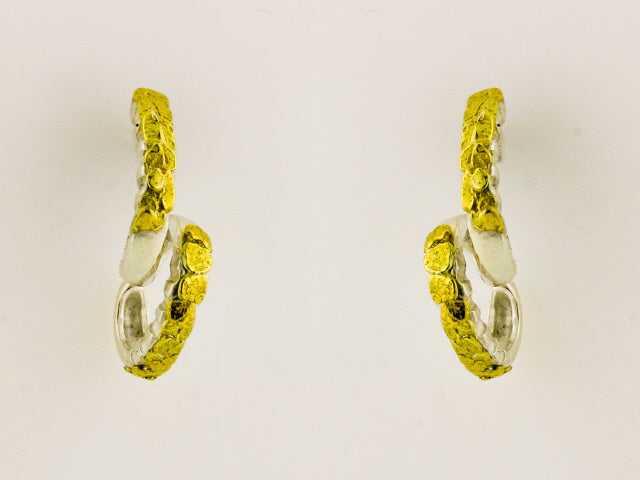 EP444 Earring Hoops Twithist Silver & Nuggets