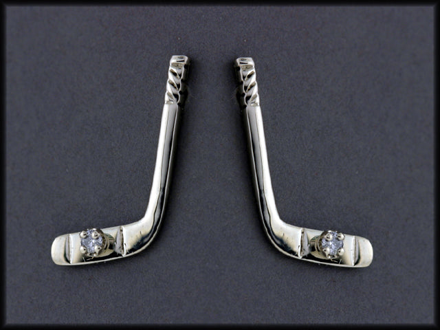 EP526D Medium 14ktwith Hockey Stick Earring Posts with/ Diamond