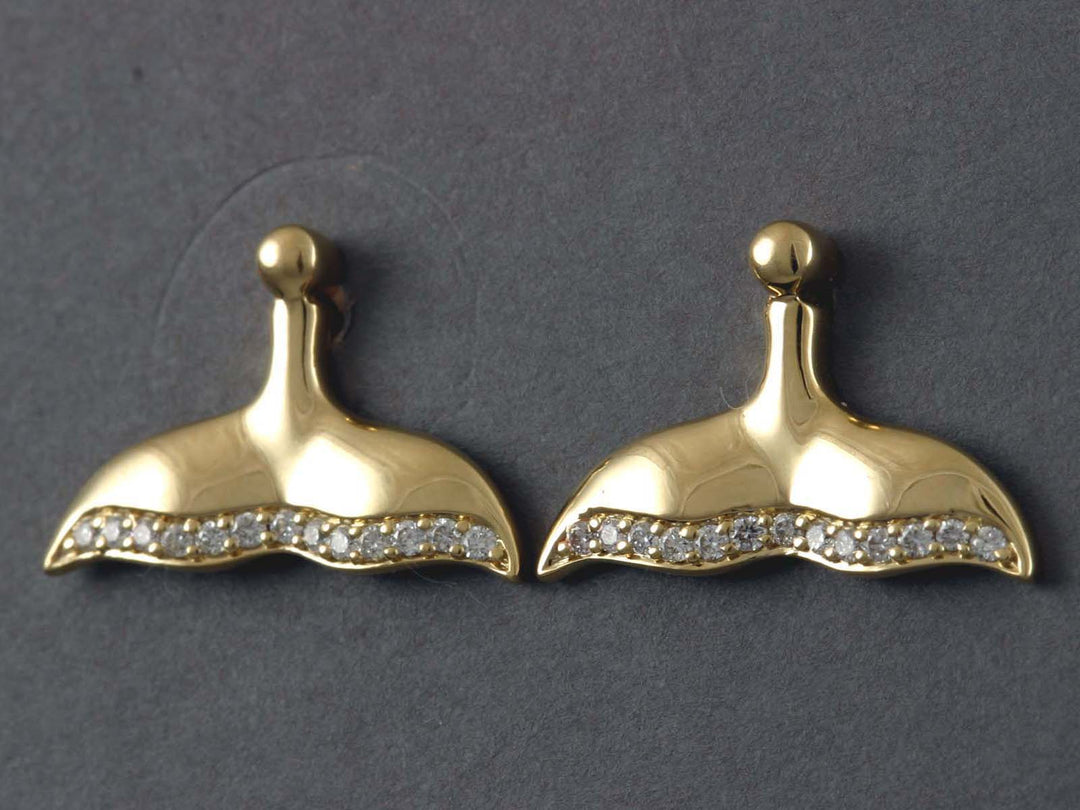 EP901D Earring Posts Whale Tail 14kty & Diamond