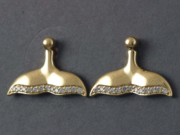 EP901D  Earring Posts Whale Tail 14kty & Diamond