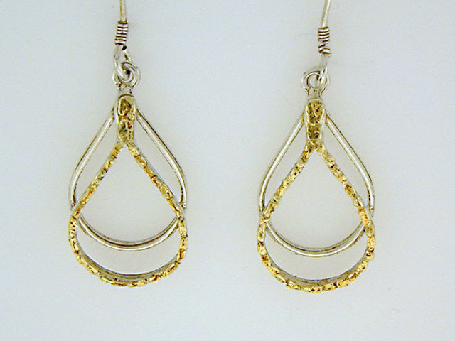EW020 Double Loop Earwires Silver with Alaskan Gold Nuggets