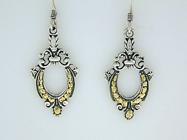 EW024 Earring Wires with Alaskan Gold Nuggets Fishing For Gold