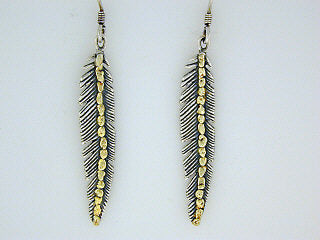 EW025 Feather Earring Wires with Alaskan Gold Nuggets Fishing For Gold