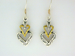 EW033 Heart Earring Wires with Alaskan Gold Nuggets Fishing For Gold