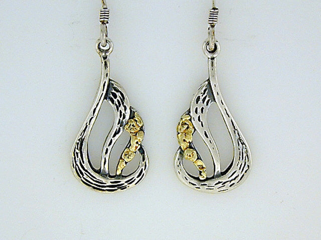 EW039 Earring Wires with Alaskan Gold Nuggets Fishing For Gold
