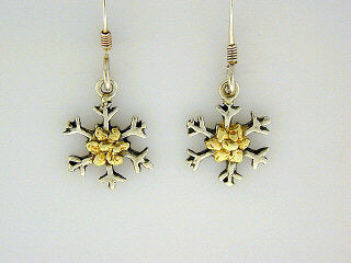 EW046 Snowflake with Small Earring Wires Fishing For Gold