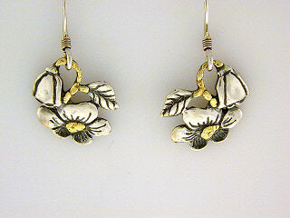 EW105 Forget Me Not Vine Earring Wires .925 with Alaskan Gold Nuggets Fishing For Gold
