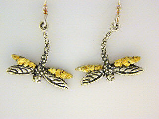 EW107 Dragonfly Earring Wires .925 with Alaskan Gold Nuggets