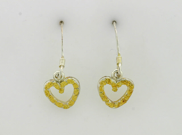 EW111 Heart Earring Wires .925 with Alaskan Gold Nuggets