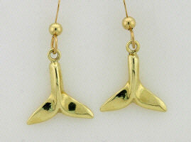 EW300 Whale Tail Earring Wires 14kty Fishing For Gold