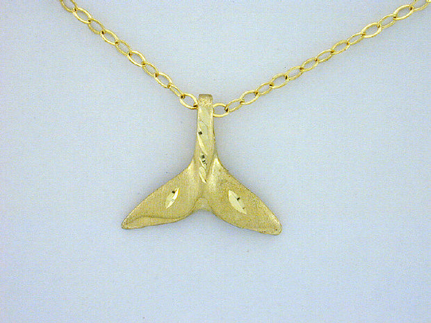 N362  Whale Tail Small 14kt Necklace