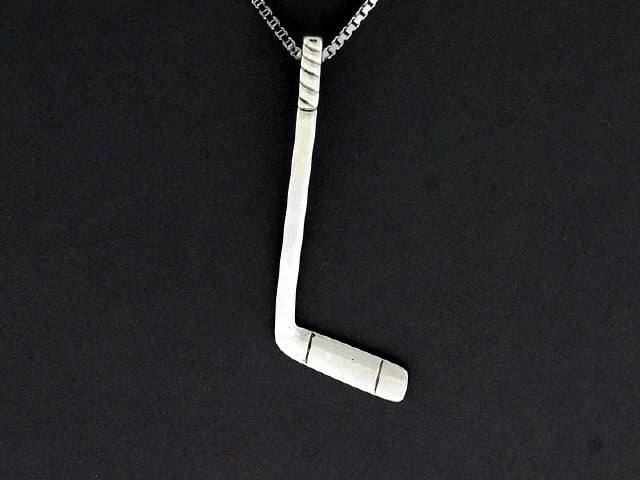 N501S Hockey Stick Pendant Large Plain Silver Fishing For Gold