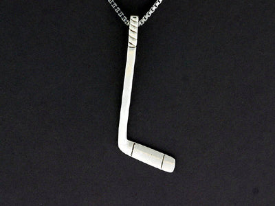 N501S   Hockey Stick Pendant Large Plain Silver