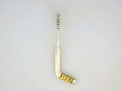 N565 SN Hockey Goalie Stick Large Silver with Alaksan Gold Nuggets Fishing For Gold