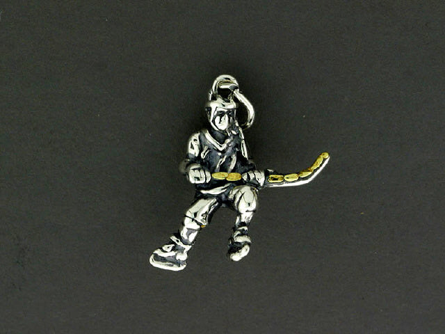 N594 Hockey Player Pendant with/Stick Nuggets Fishing For Gold