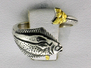 R131 Ring Adj Halibut with Nuggets Adjustable Fishing For Gold
