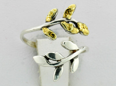 R139  Ring Silver & Nuggets