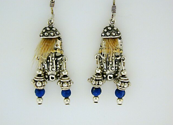 EW071 Native Spirit Mask Earring Wires with Alaskan Gold Nuggets