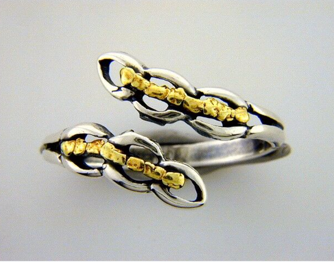 R041 Adjustable Ring Fluted Line with Nuggets Fishing For Gold