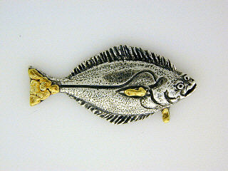 TT013 Halibut Large Tie Tack Fishing For Gold