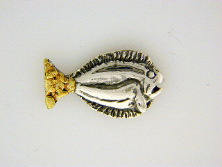 TT053 Halibut Small Tie Tack Fishing For Gold