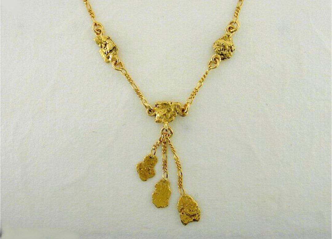 NC11 3 Nuggets Dangle Drop Neck Fishing For Gold
