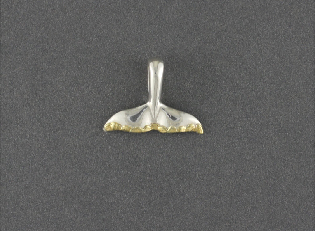 N908SN Silver Small Whale Tail Pendant With Gold Nuggets