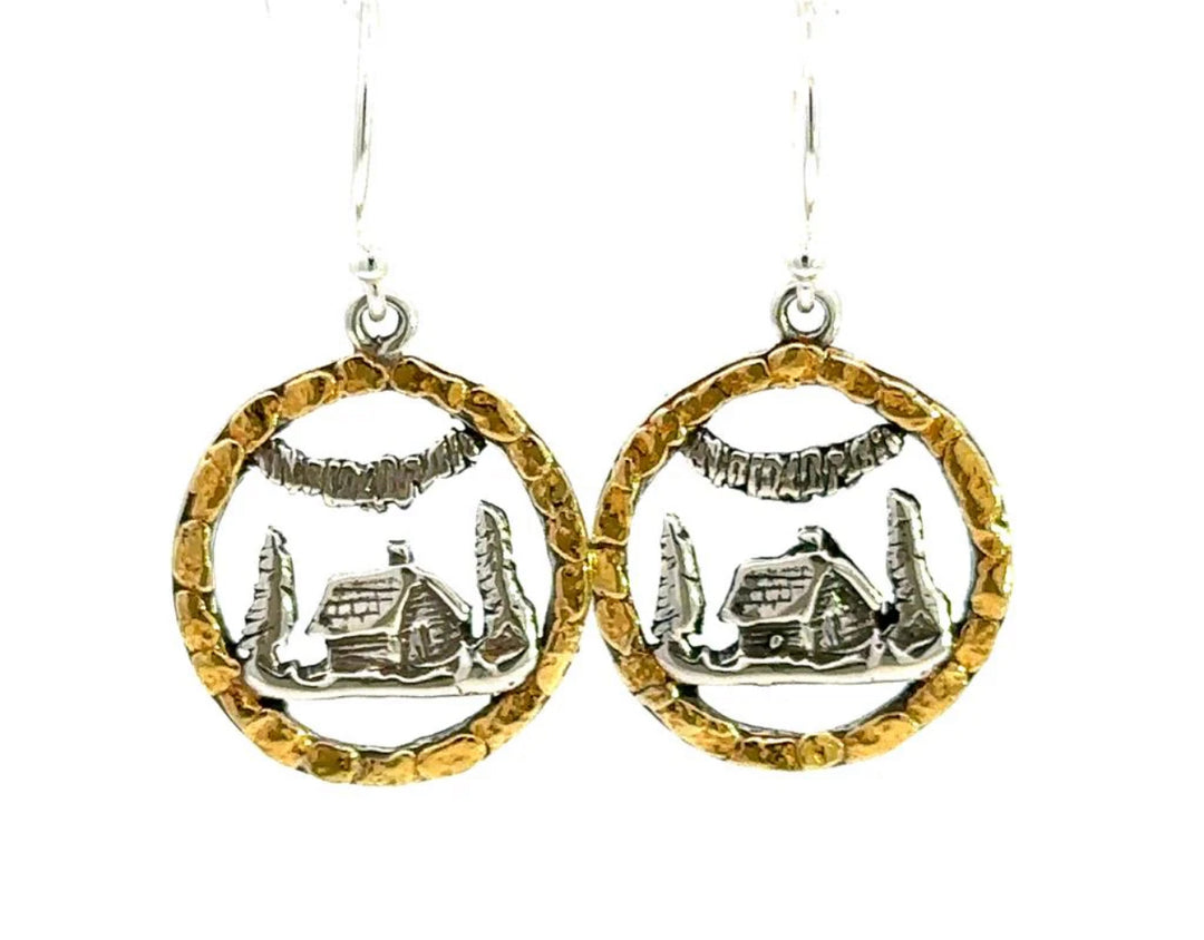 EW126  Silver Cabin and Aurora with Nuggets Earwires