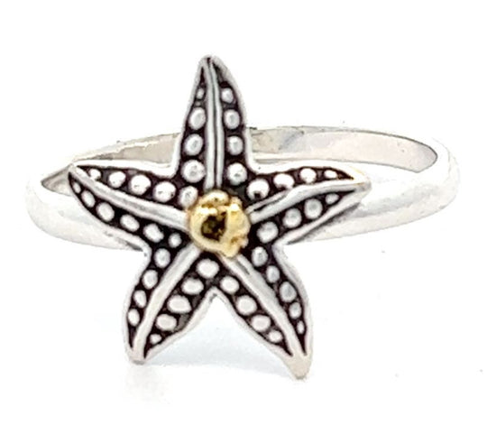 R02302 Star Fish Ring .925 with Alaskan Gold Nuggets