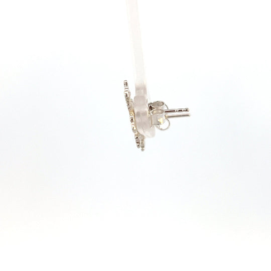 EP004S Snowflake Med Plain Earrings Post .925 fishingforgold