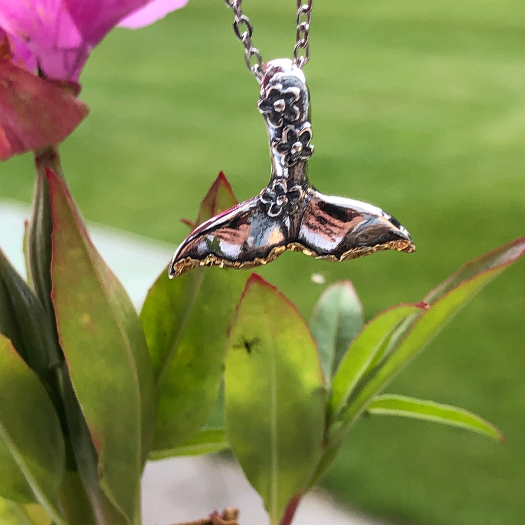N161  Flower Whale Tail .925 with Alaskan Gold Nuggets