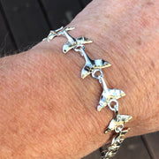 BR020  Whale Tail Bracelet with Nuggets Silver